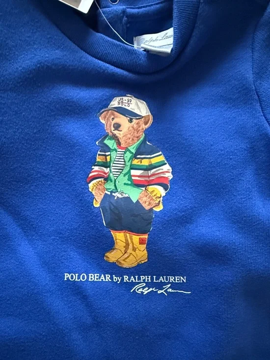Polo by Ralph Lauren Royal Blue Baby Footie with Polo Bear Graphic - Picture 4 of 8